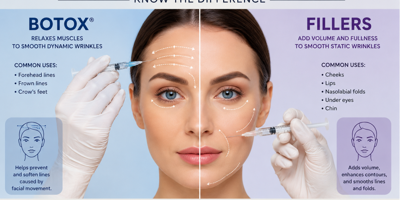 botox vs filler knowledge photo pointing out differences and similarities and faqs